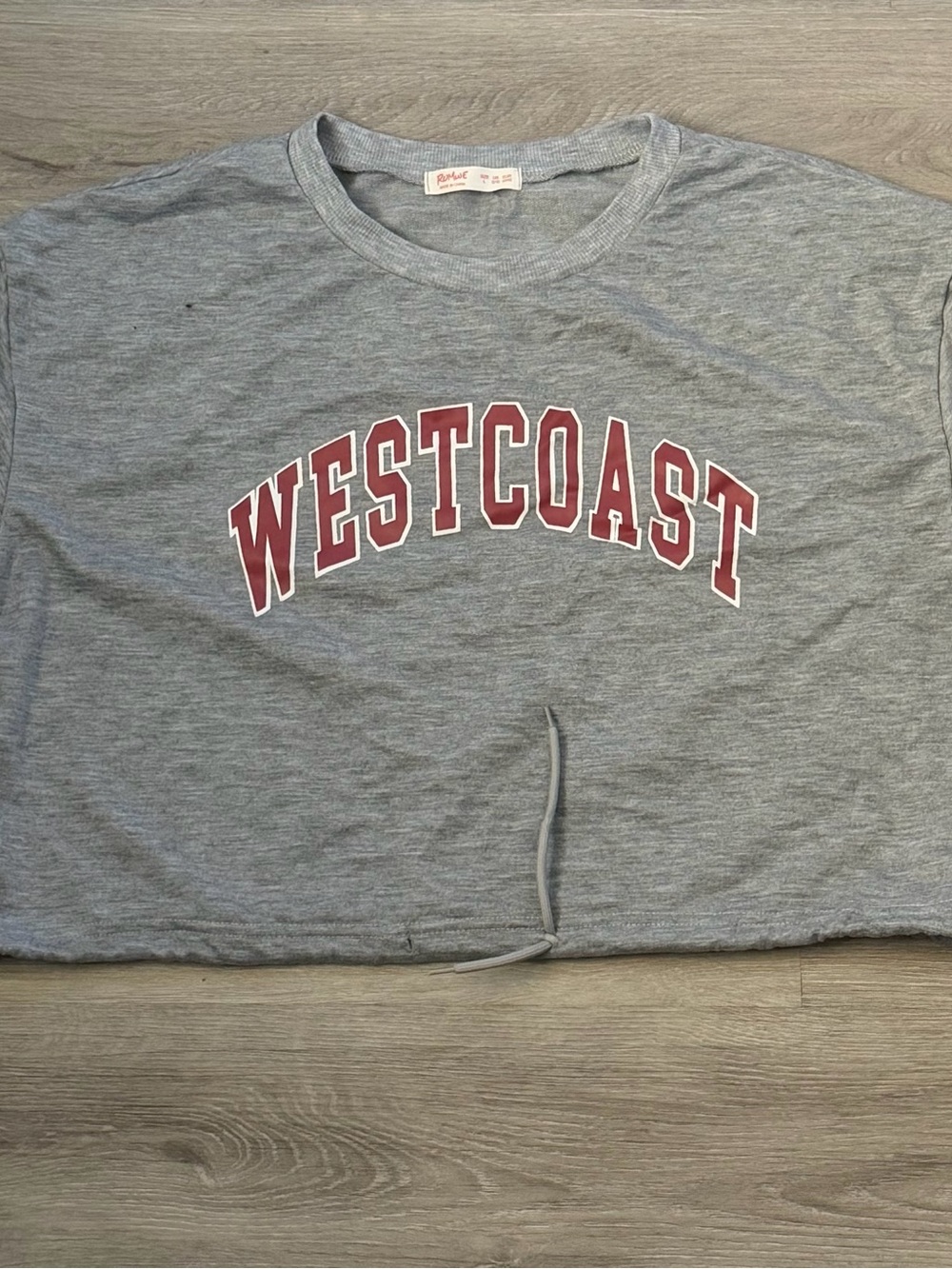 & Other Stories Gray Cropped Tee with Red WESTCOAST Graphic